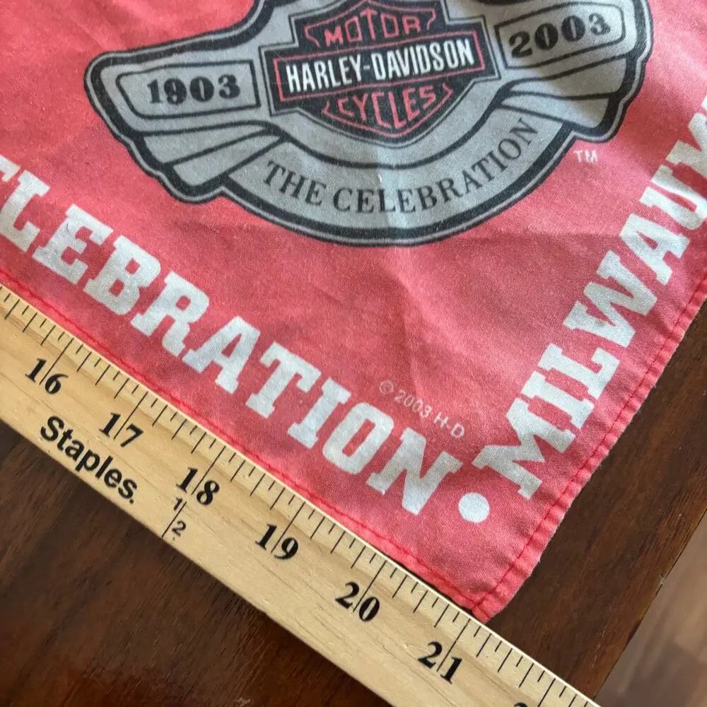 Vintage 2003 Harley-Davidson Bandana Handkerchief Red 100th Anniversary RARE